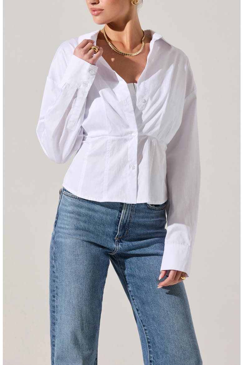 Layered Button-Up Shirt, Alternate, color, WHITE