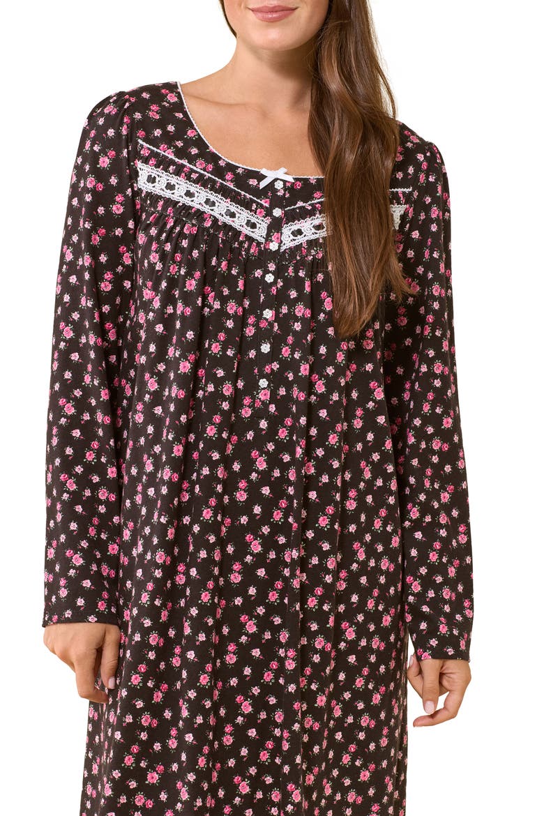 Cotton Jersey Nightgown, Alternate, color, BLKGRD FLR