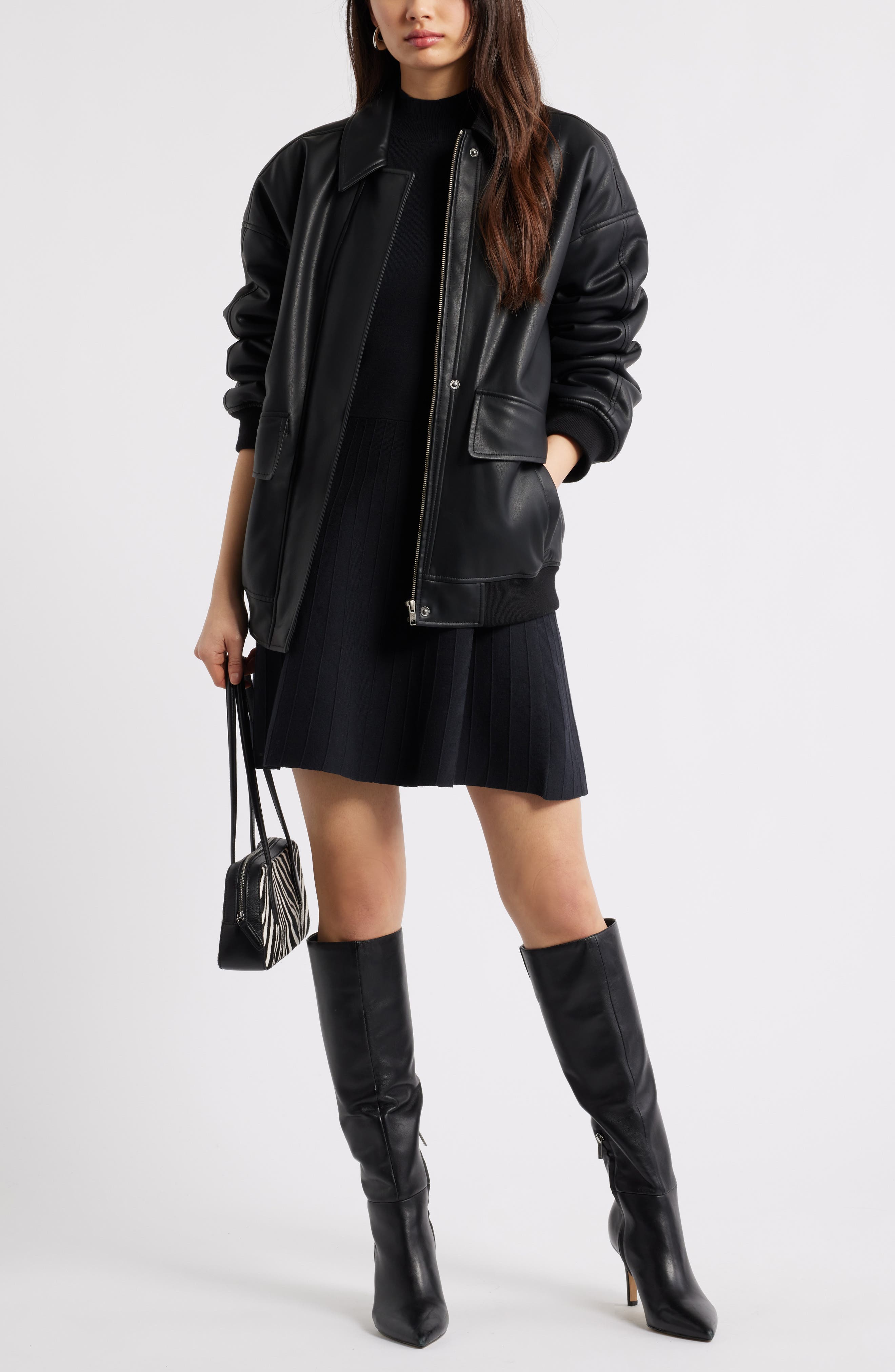 Mock Neck Long Sleeve Sweater Dress - image 2