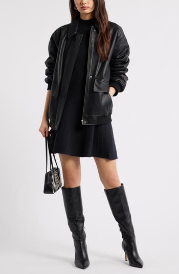 Mock Neck Long Sleeve Sweater Dress