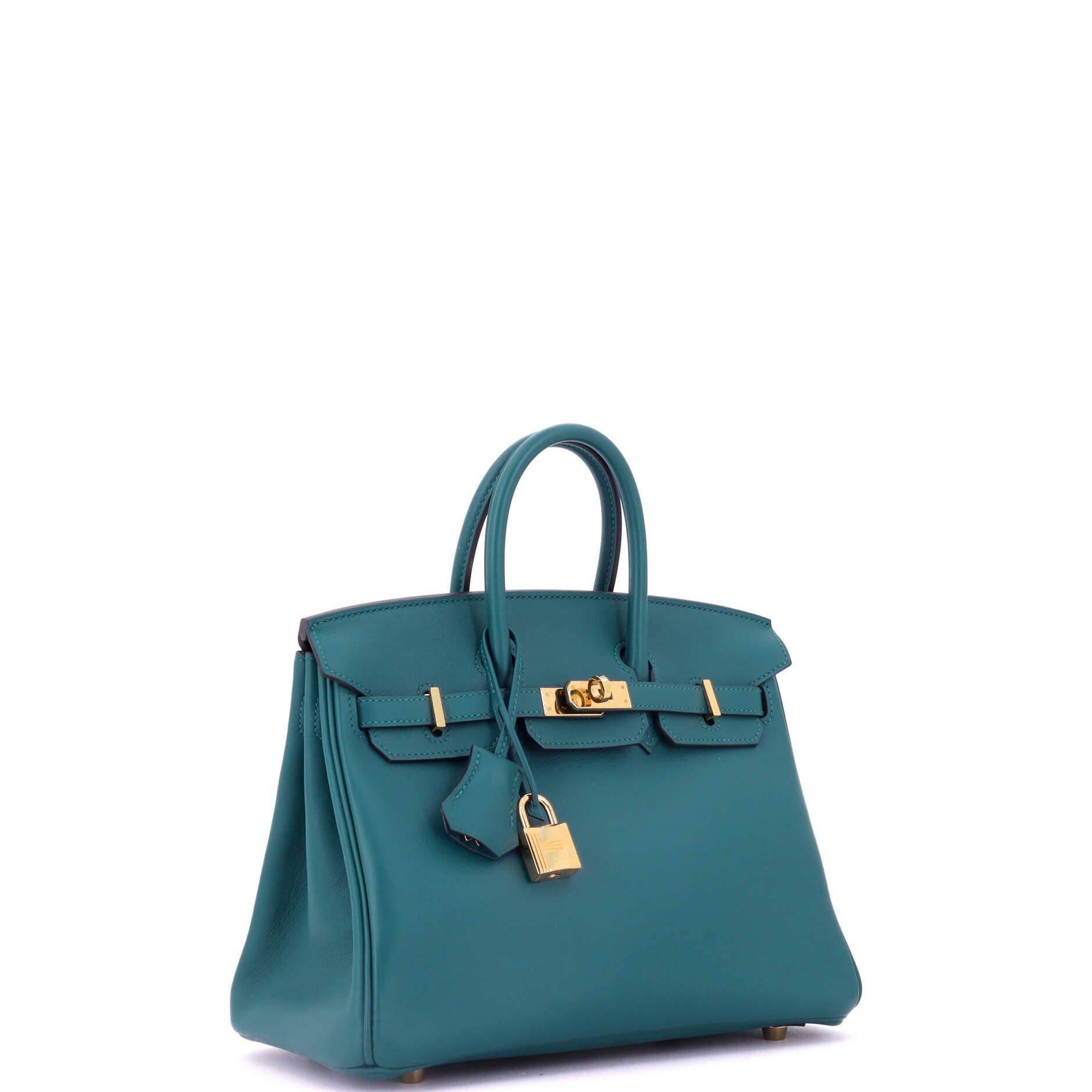 Pre-Owned Hermes Birkin Handbag Green Swift with Gold Hardware 25, Alternate, color, Vert Bosphore