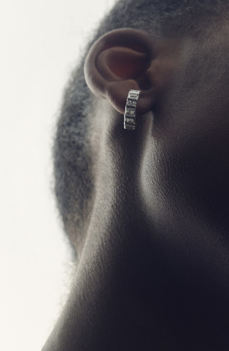 Reiss Sadie Crystal Huggie Hoop Earrings, Alternate, color, Silver Tone/ Clear Crystal