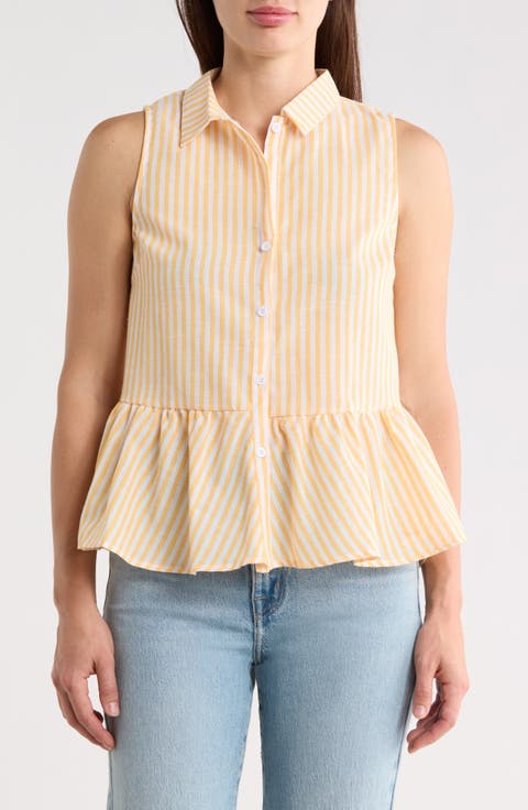 Stripe Sleeveless Peplum Top