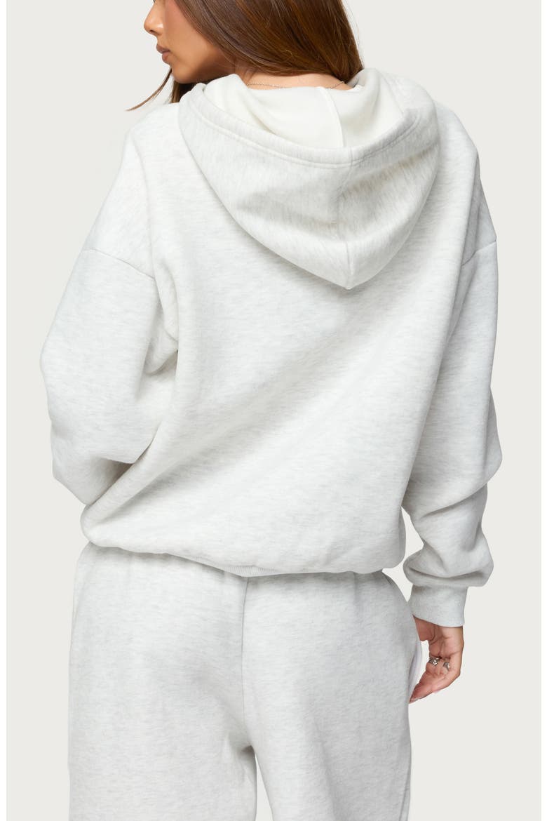 Basic Girl Oversize Fleece Logo Hoodie, Alternate, color, LIGHT-GRAY-MELANGE