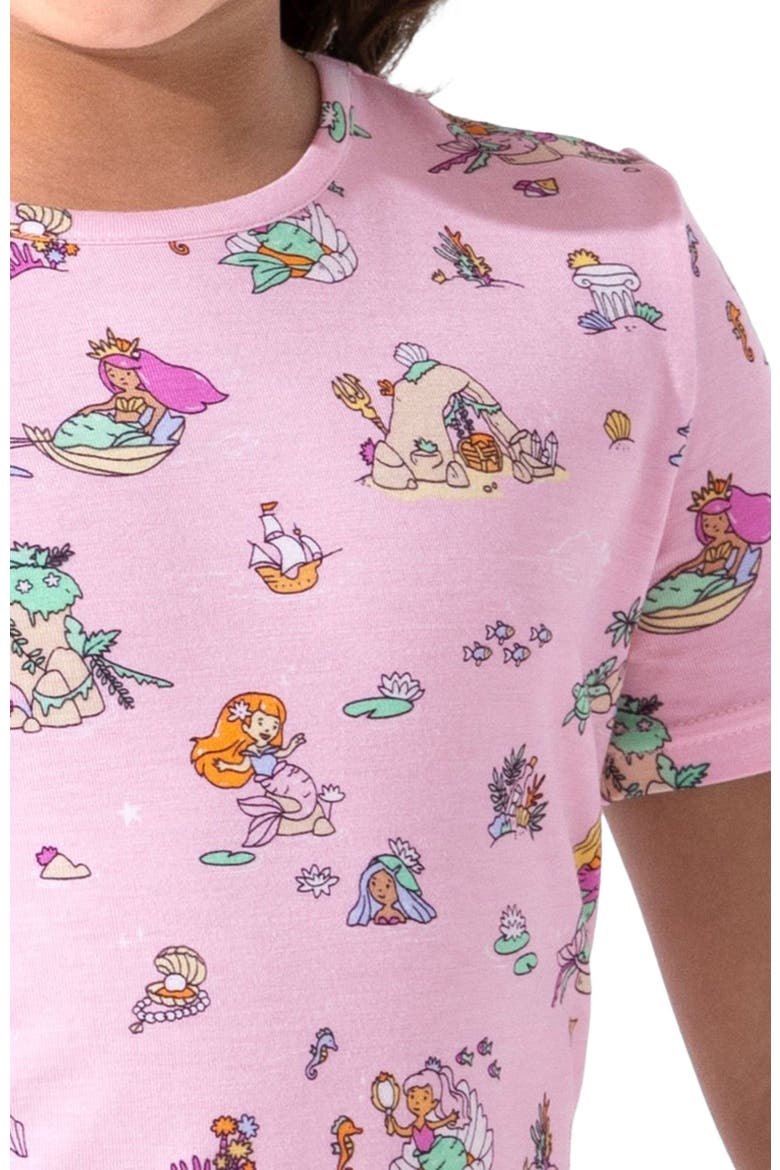 Mermaid Lagoon Kids 2-Piece Short Sleeve & Shorts Pajama Set, Alternate, color, Mermaid Lagoon