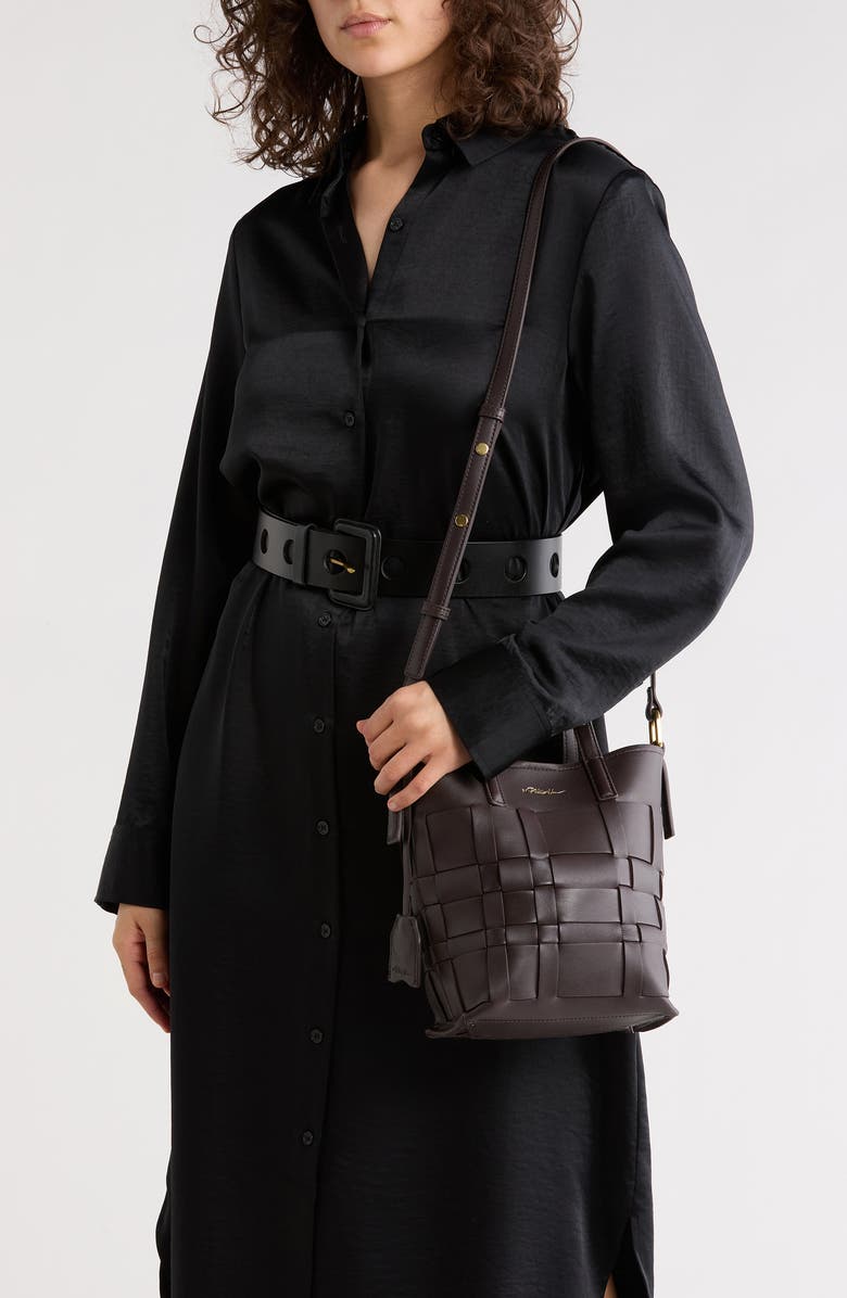 3.1 Phillip Lim Odita Leather Lattice Bucket Bag, Alternate, color, Chocolate