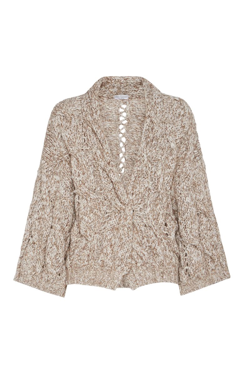 Brunello Cucinelli Dazzling chiné cardigan, Main, color, Beige