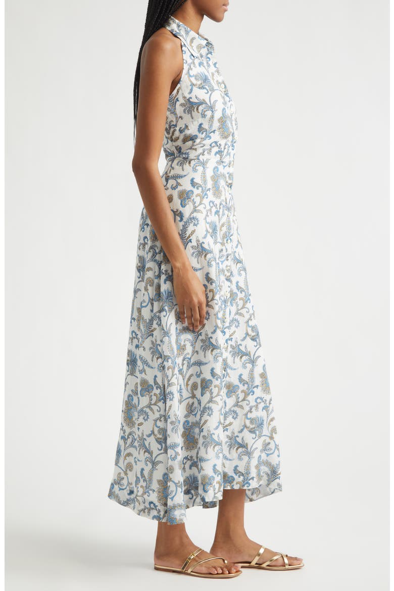 Mackey Paisley Halter Neck Sleeveless Ramie Shirtdress, Alternate, color, DOVE MULTI