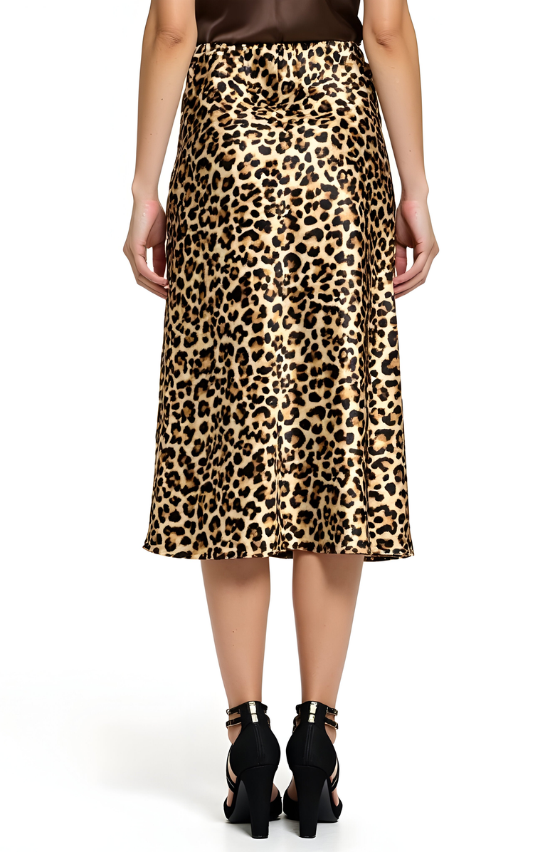 Modenaire Leopard Print Bias Cut Satin Midi Skirt, Alternate, color, Leopard Print