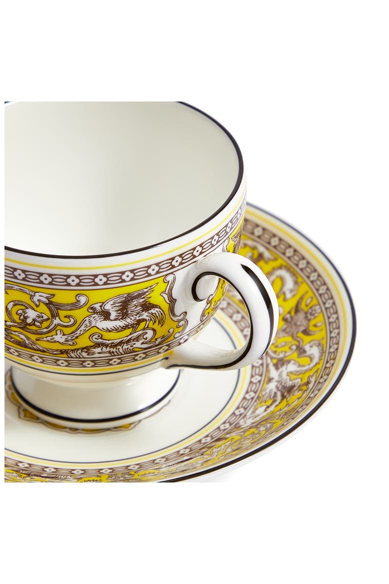 Florentine Bone China Teacup & Saucer Set, Alternate, color, CITRON