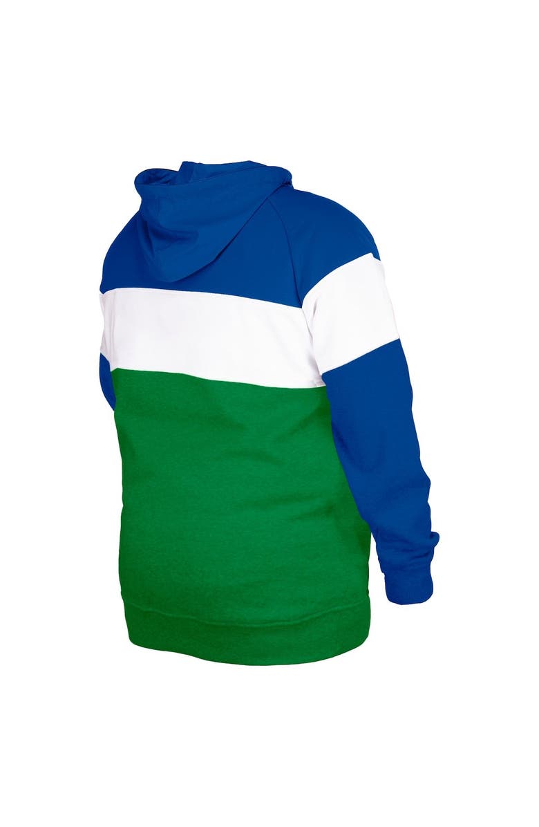 New Era Men's New Era Navy Seattle Seahawks Big & Tall Throwback Colorblock Pullover Hoodie, Alternate, color, 