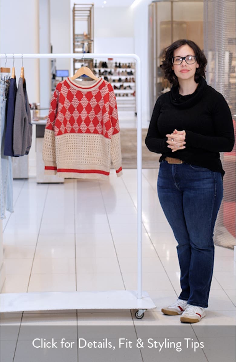 Kids' Diamond Pattern Mixed Stitch Crewneck Sweater, sales video thumbnail