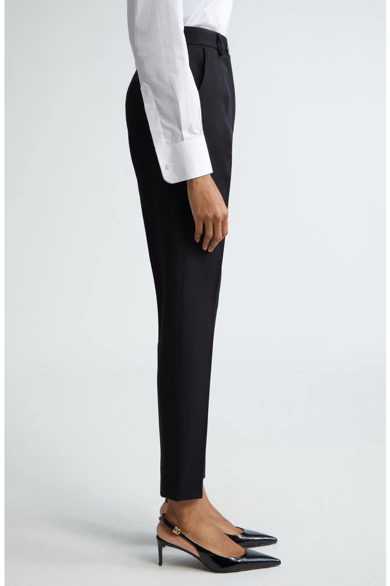 Wool Blend Gabardine Ankle Trousers, Alternate, color, NERO