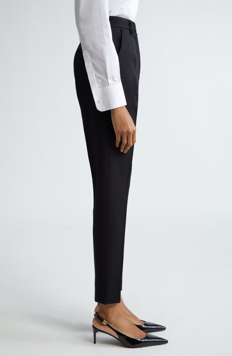 Dolce&Gabbana Wool Blend Gabardine Ankle Trousers, Alternate, color, Nero