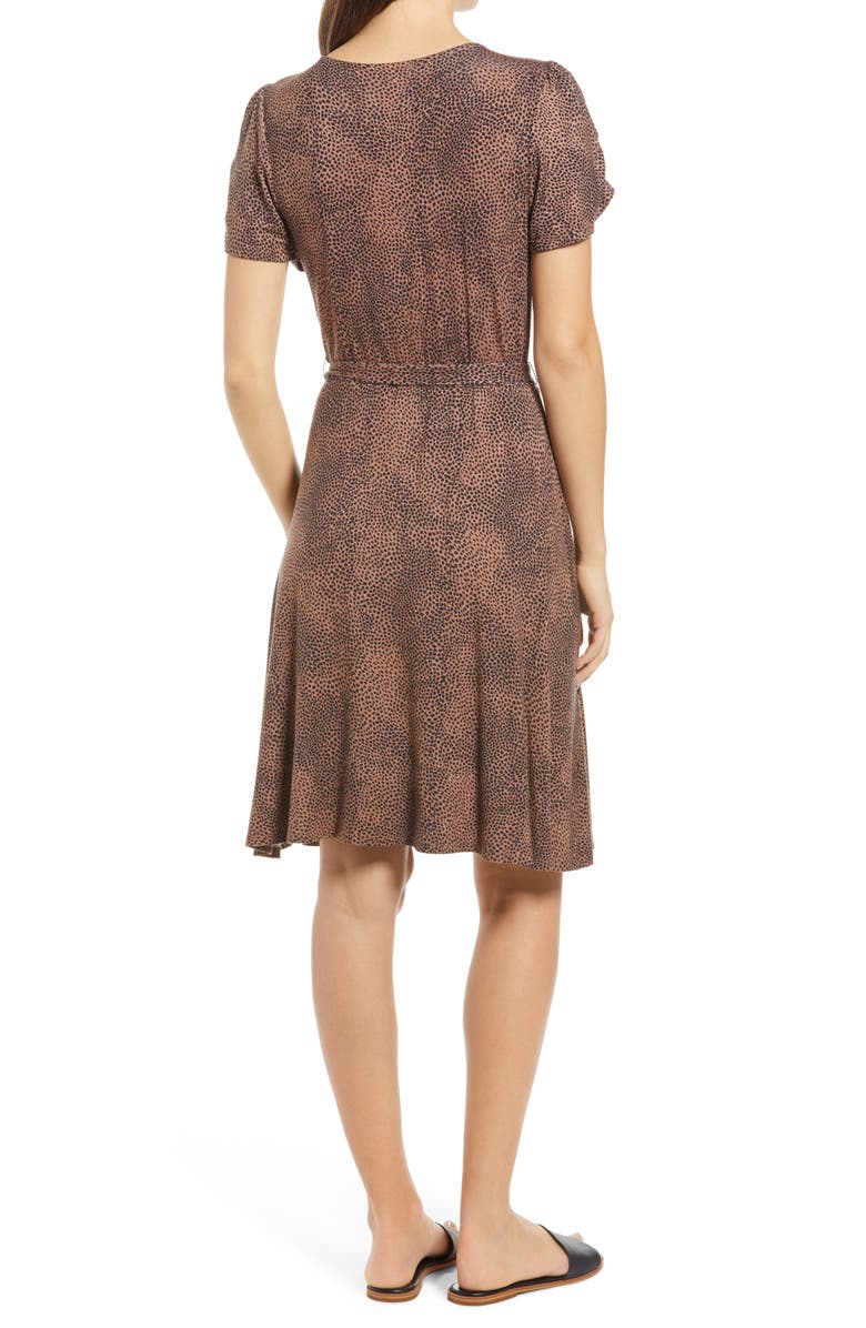 Loveappella Animal Print Wrap Front Dress, Alternate, color,