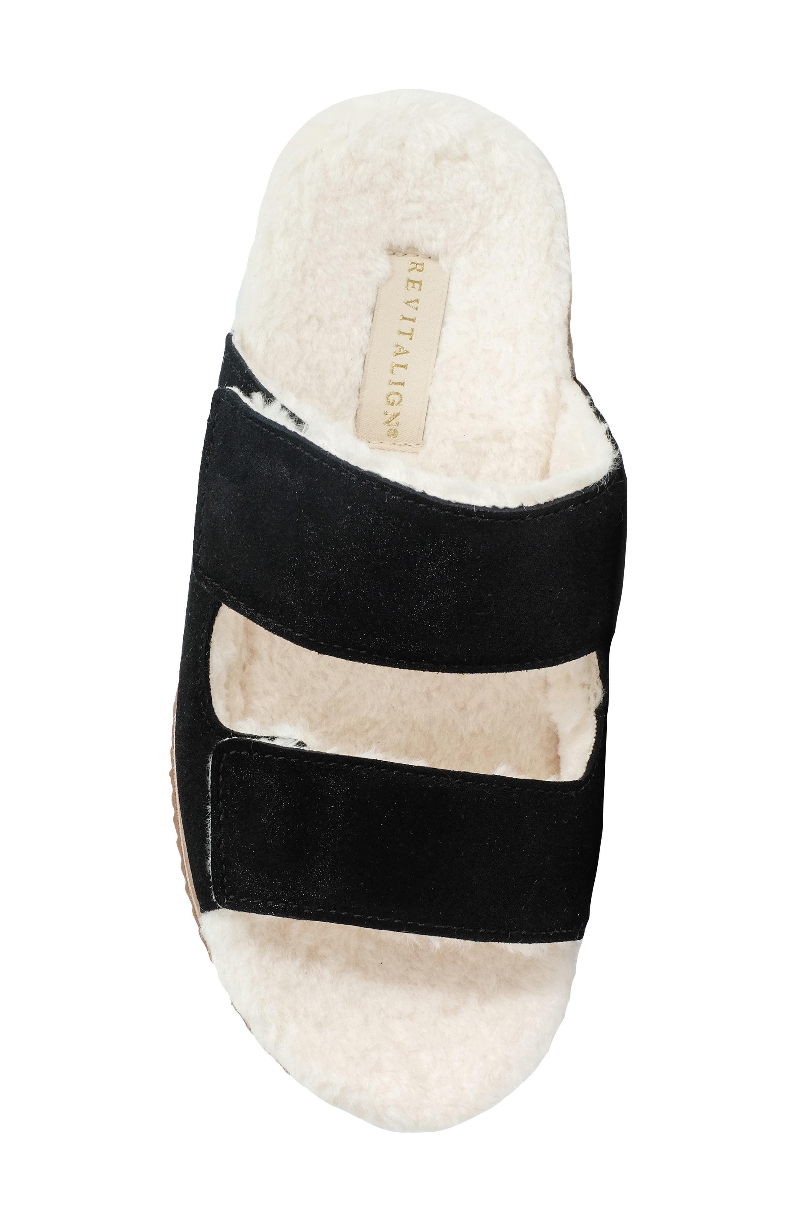 Revitalign Amelia Faux Fur Lined Slide Slipper, Alternate, color, Black