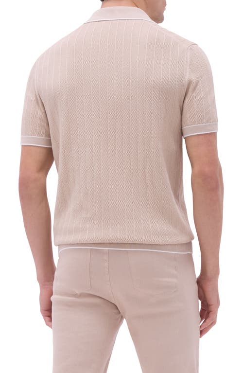 Bugatchi Johnny Collar Rib Polo In Sand