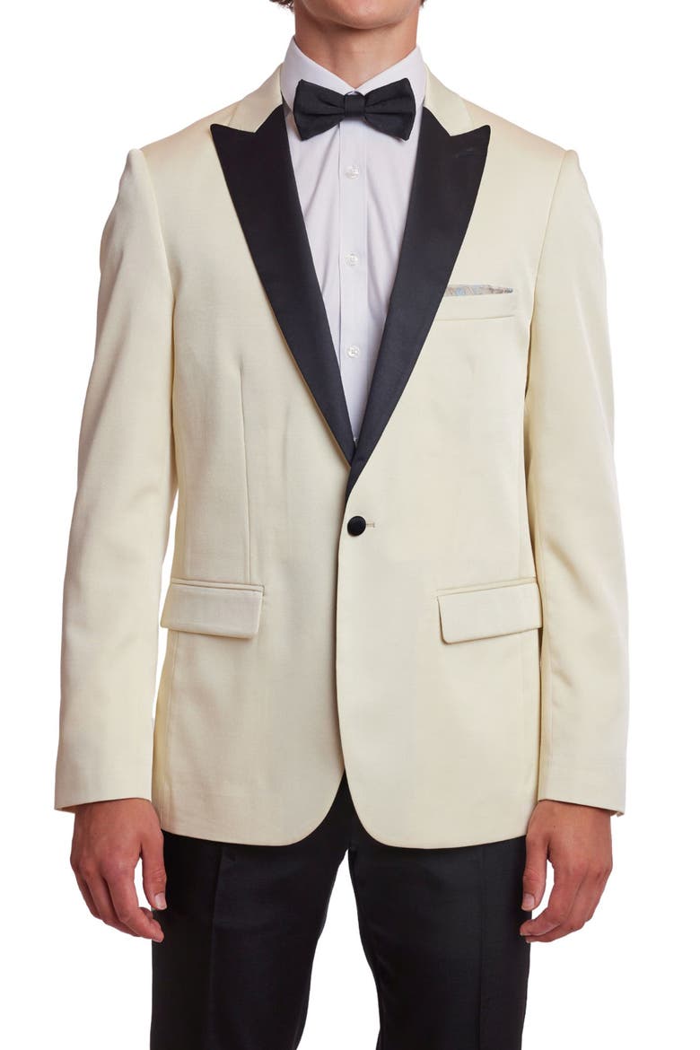 Grosvenor Slim Fit Peak Lapel Tuxedo Jacket, Main, color, IVORY BLACK