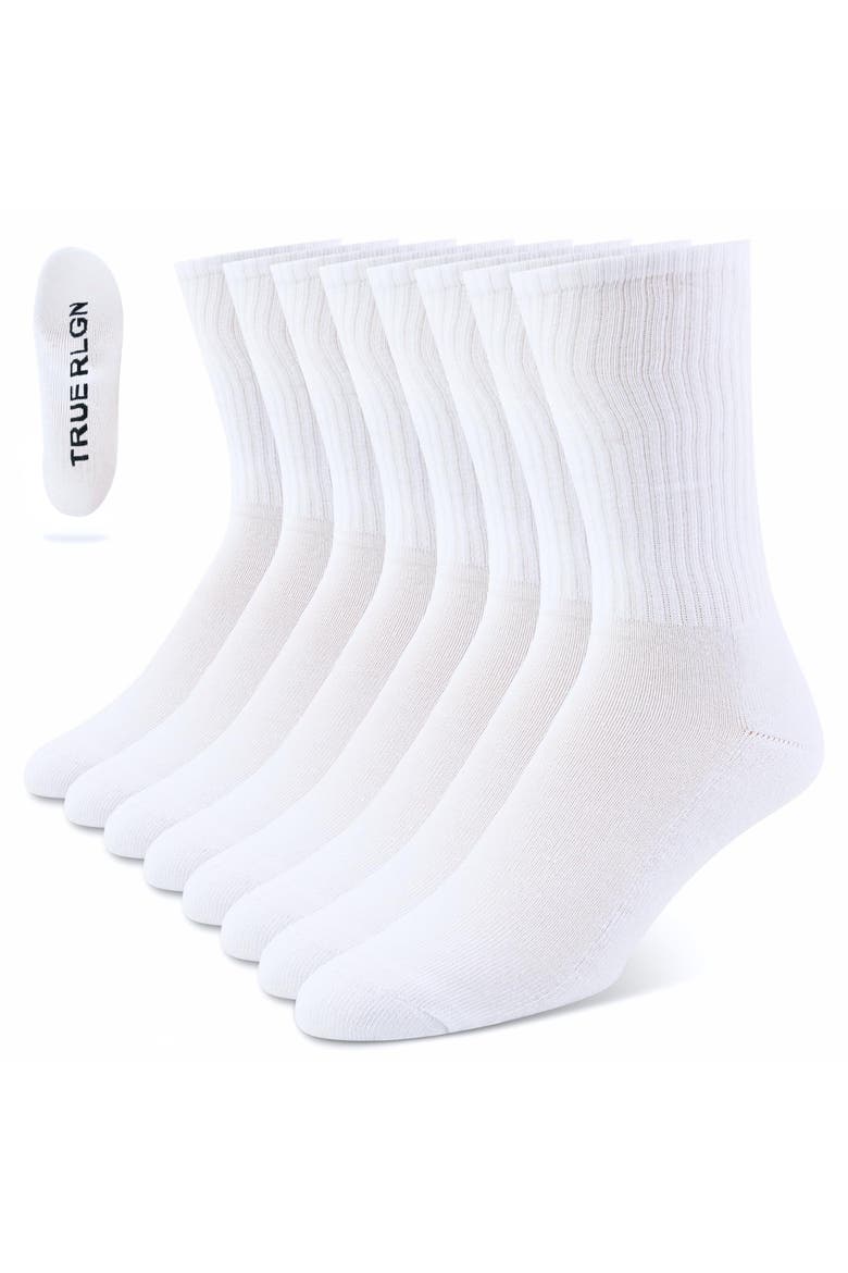 Mens 8 Pairs Crew Socks for Men Premium Athletic Men's Socks, Shoe Size 8-12, Main, color, White