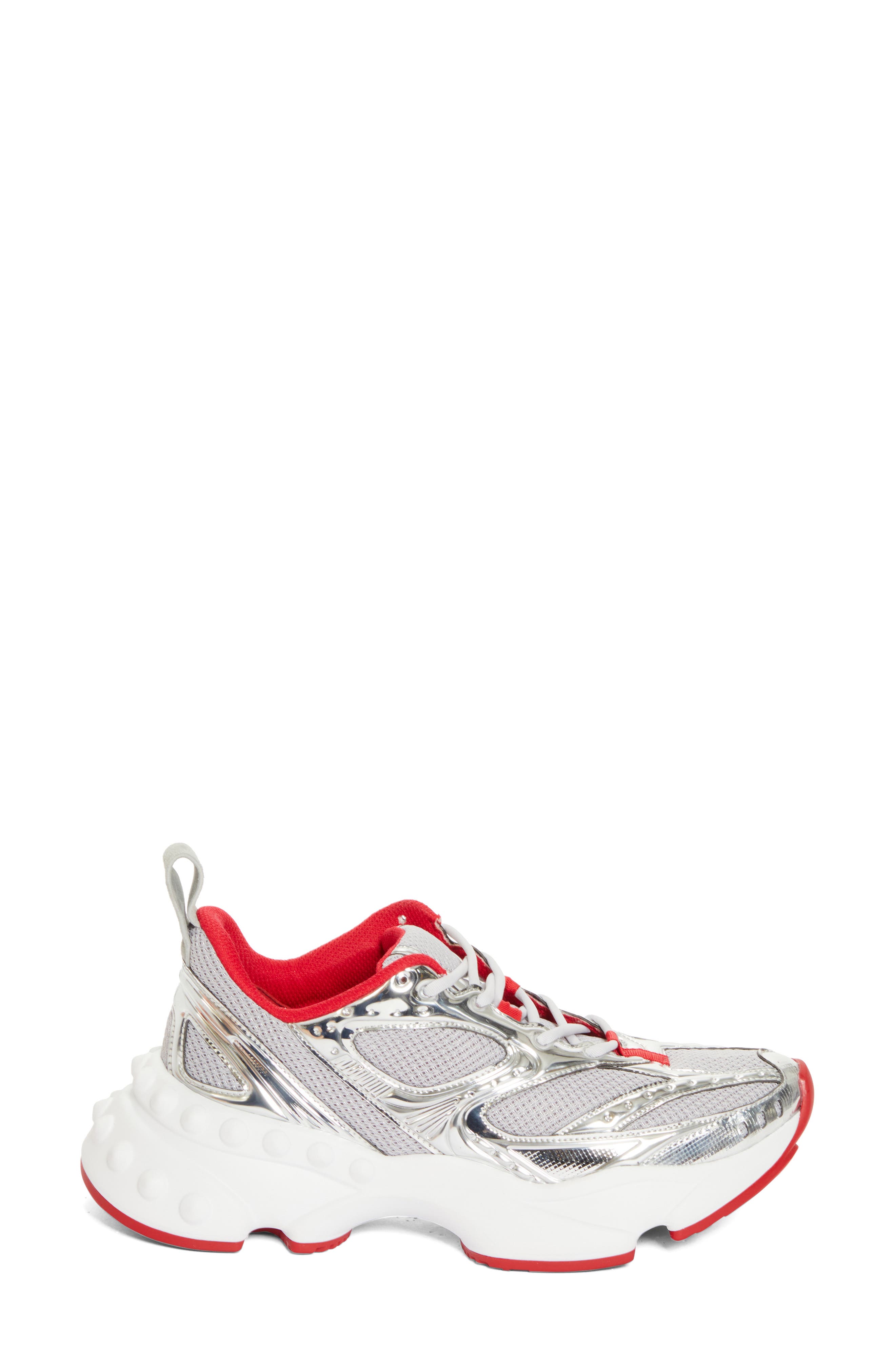 Christian Louboutin So Flo Sneaker, Alternate, color, Silver