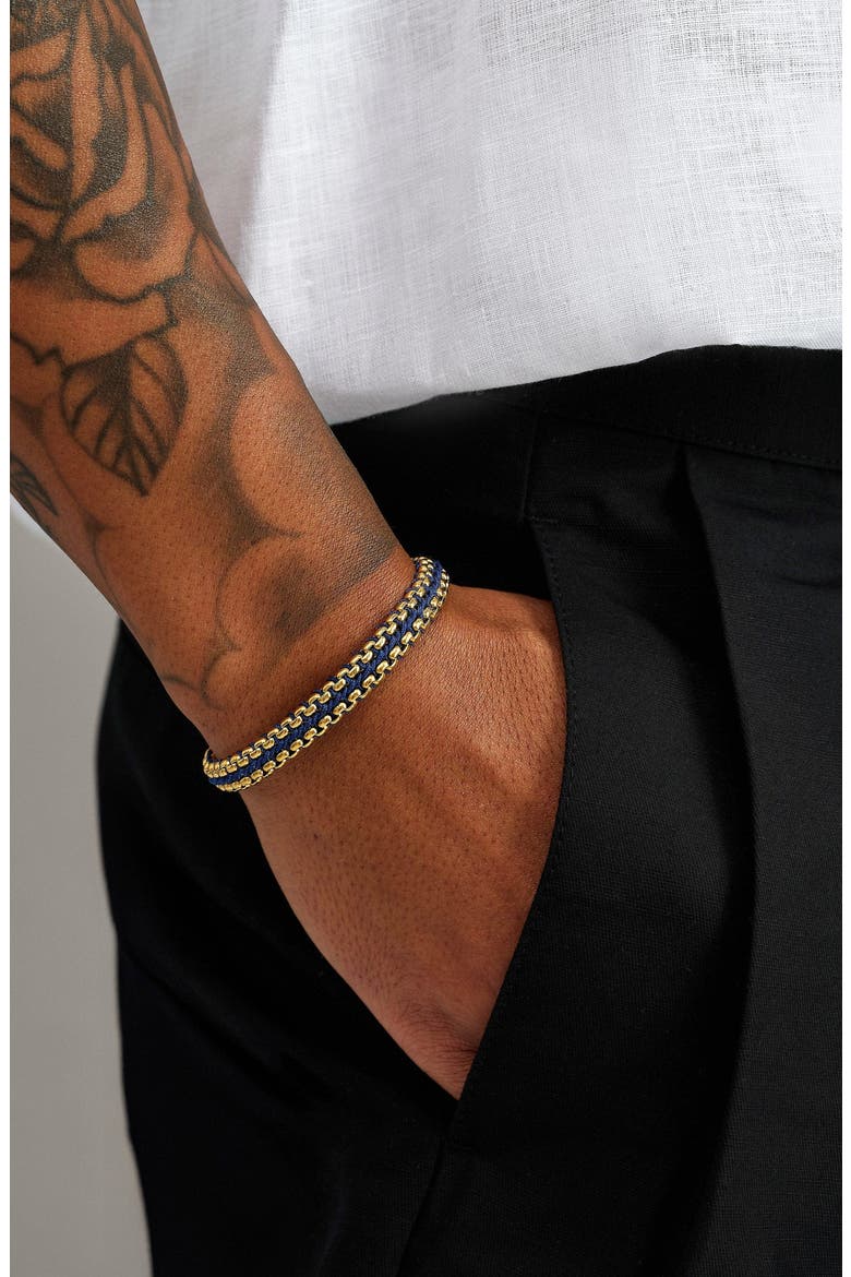 Navy Woven Box Chain Bracelet in Gold, Alternate, color, Navy / Gold