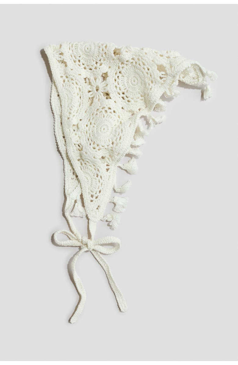 H&M Crochet-look Head Scarf, Alternate, color, Cream
