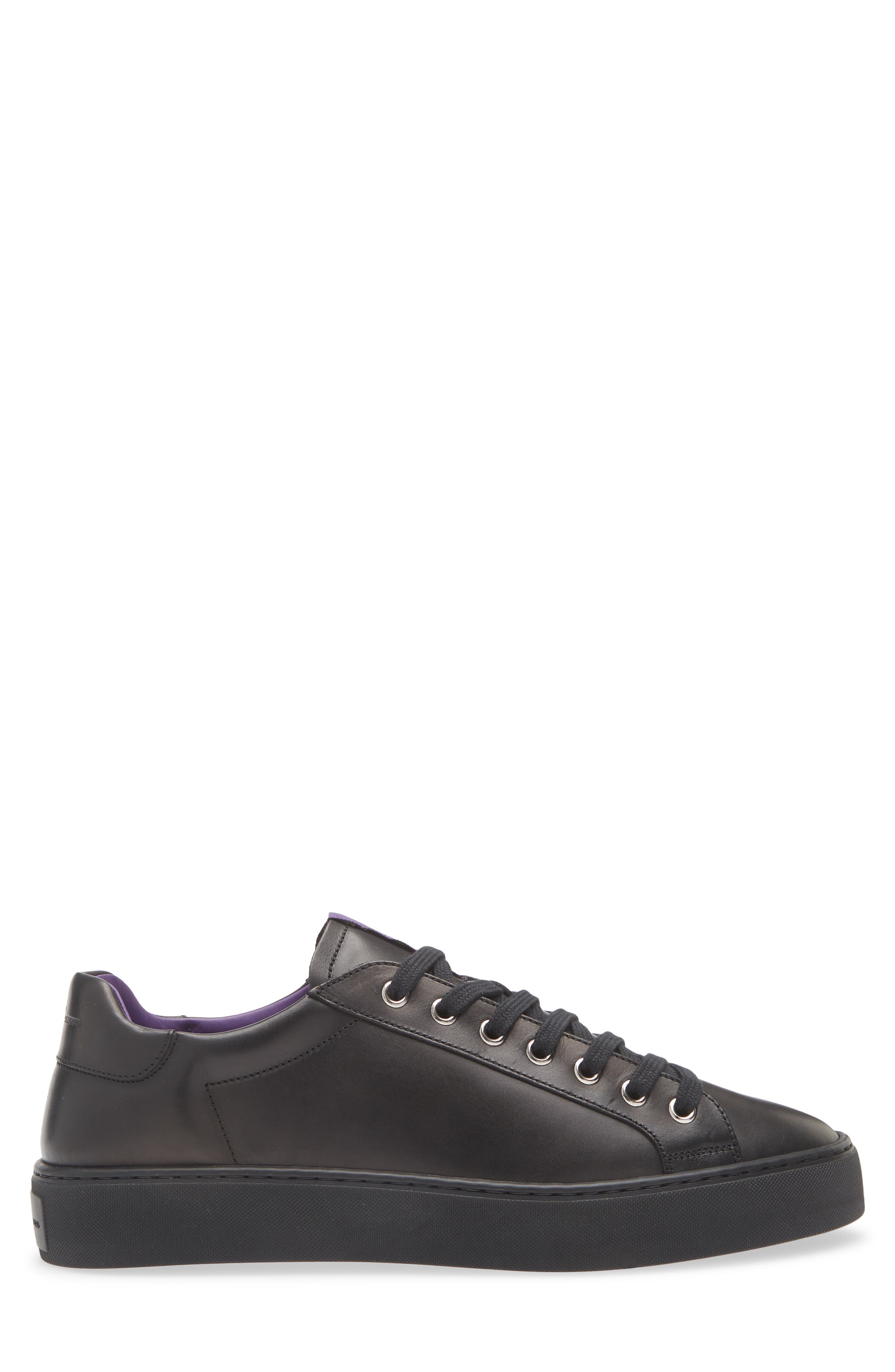 Ralph Lauren Purple Label Severn Calfskin Leather Sneaker, Alternate, color, Black