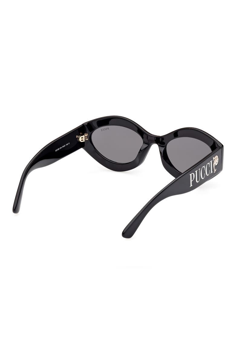 54mm Geometric Sunglasses, Alternate, color, SHINY BLACK / SMOKE