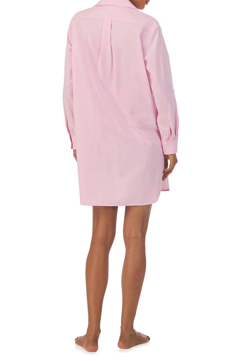 Print Cotton Sleepshirt, Alternate, color, PINK STRIPE