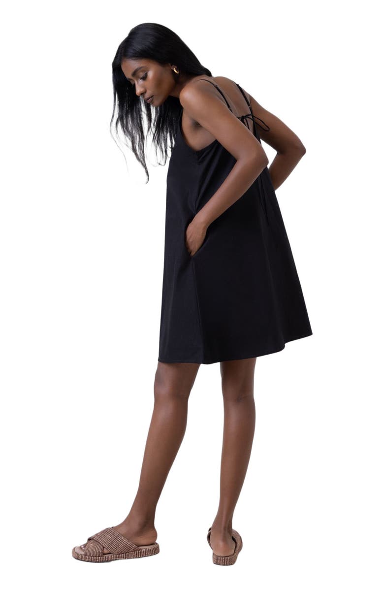 Reistor Short Tent Dress with Back Tie, Alternate, color, Black