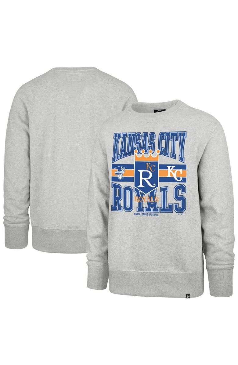 '47 Men's '47  Gray Kansas City Royals Letters Headline Pullover Sweatshirt, Main, color, 