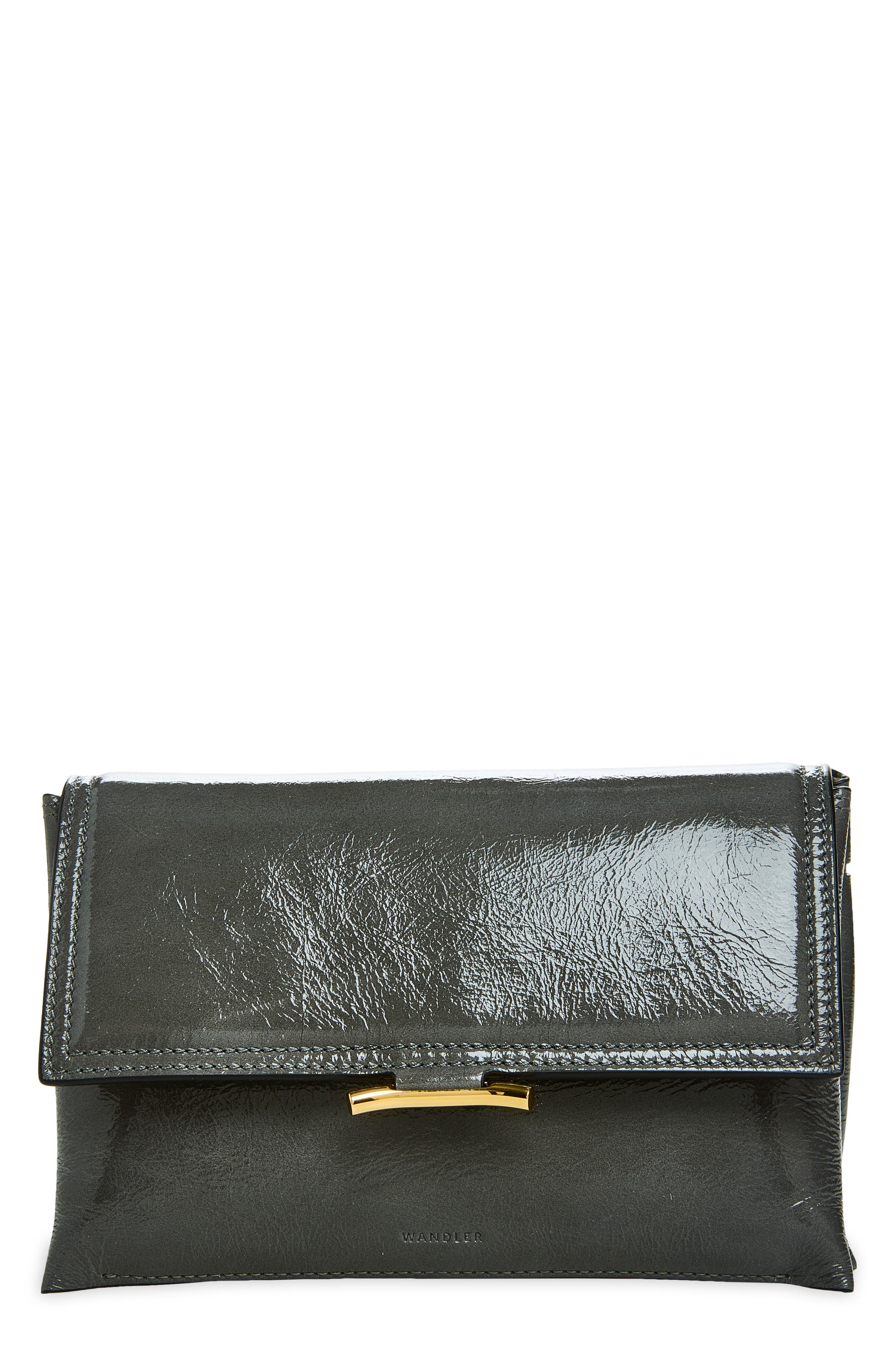 Ida Trio Leather Clutch, Main, color, CONCRETE GLAZE