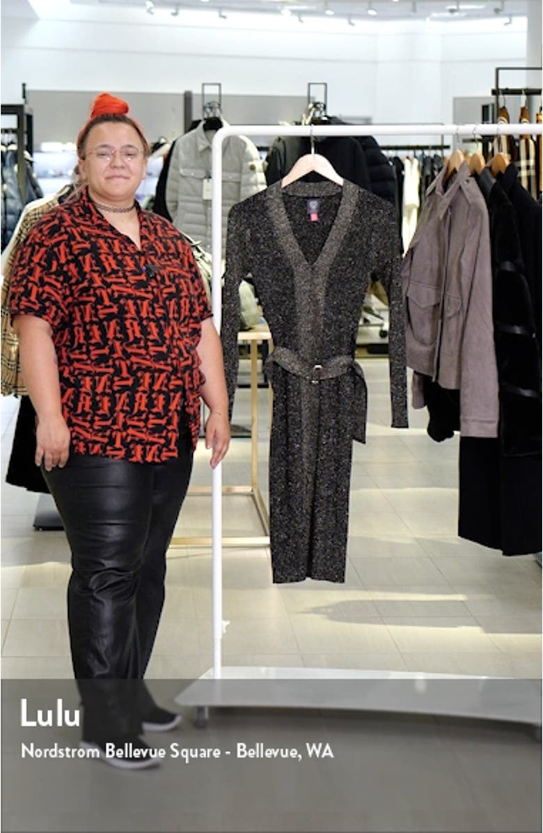 Metallic Long Sleeve Rib Sweater Dress, sales video thumbnail