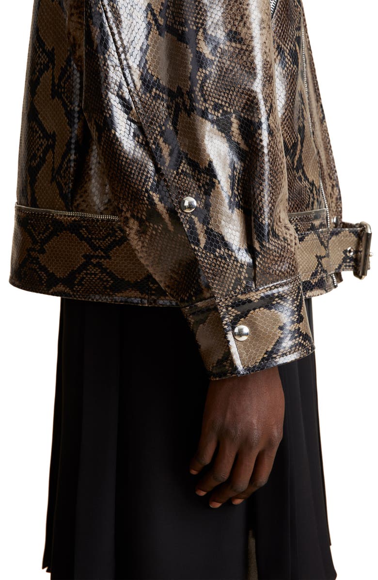 Khaite Herman Snakeskin Embossed Leather Moto Jacket, Alternate, color, 