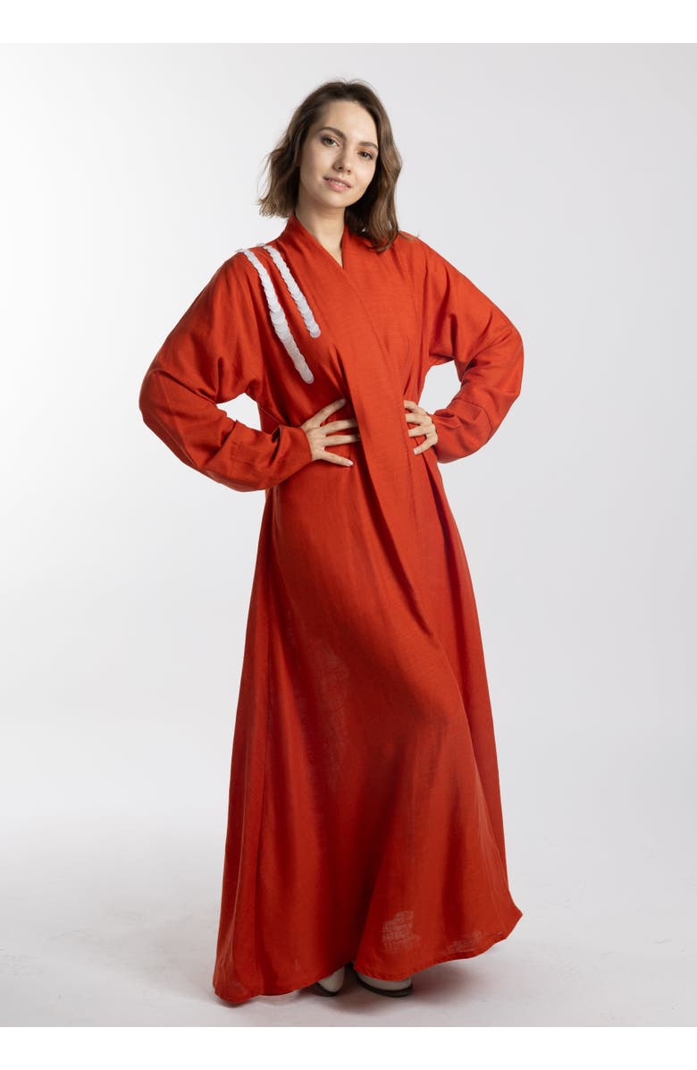Le Fafo Linen Abaya/Cover-Up, Main, color, Coral