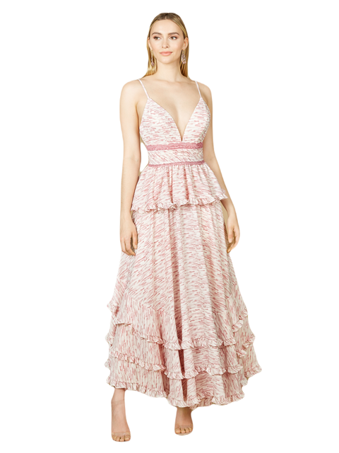 Plunging V-Neck Print Dress