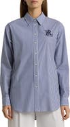 Lauren Ralph Lauren Relaxed Fit Striped Stretch Cotton Shirt
