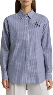 Lauren Ralph Lauren Relaxed Fit Striped Stretch Cotton Shirt