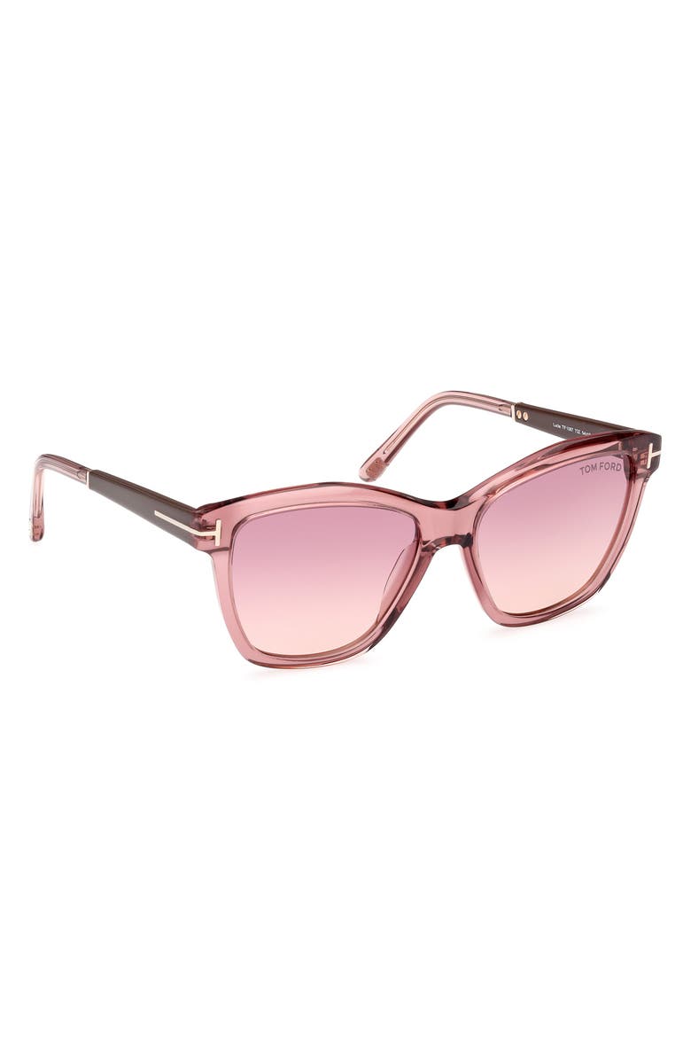 TOM FORD Lucia 54mm Gradient Square Sunglasses, Alternate, color, Pink Brown / T Logo