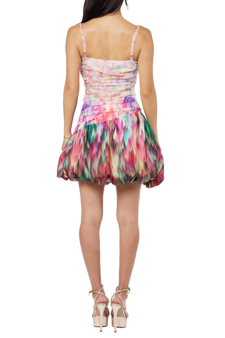 Remi Floral Print Ruched Bubble Hem Minidress, Alternate, color, CREAM MULTI