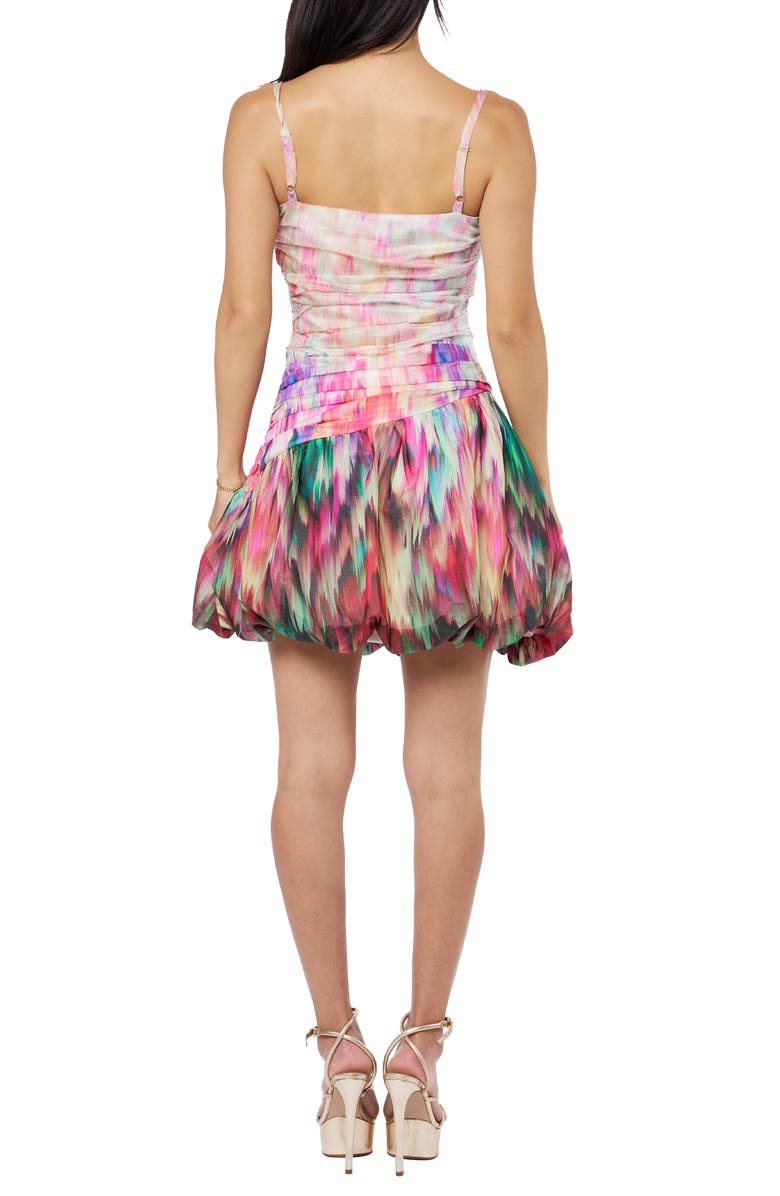 CIEBON Remi Floral Print Ruched Bubble Hem Minidress, Alternate, color, Cream Multi