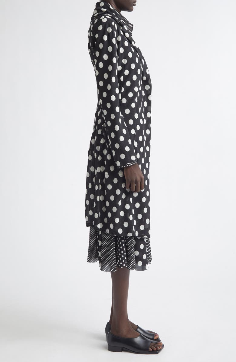 Junya Watanabe Polka Dot Georgette Cutaway Jacket, Alternate, color, Black/ White