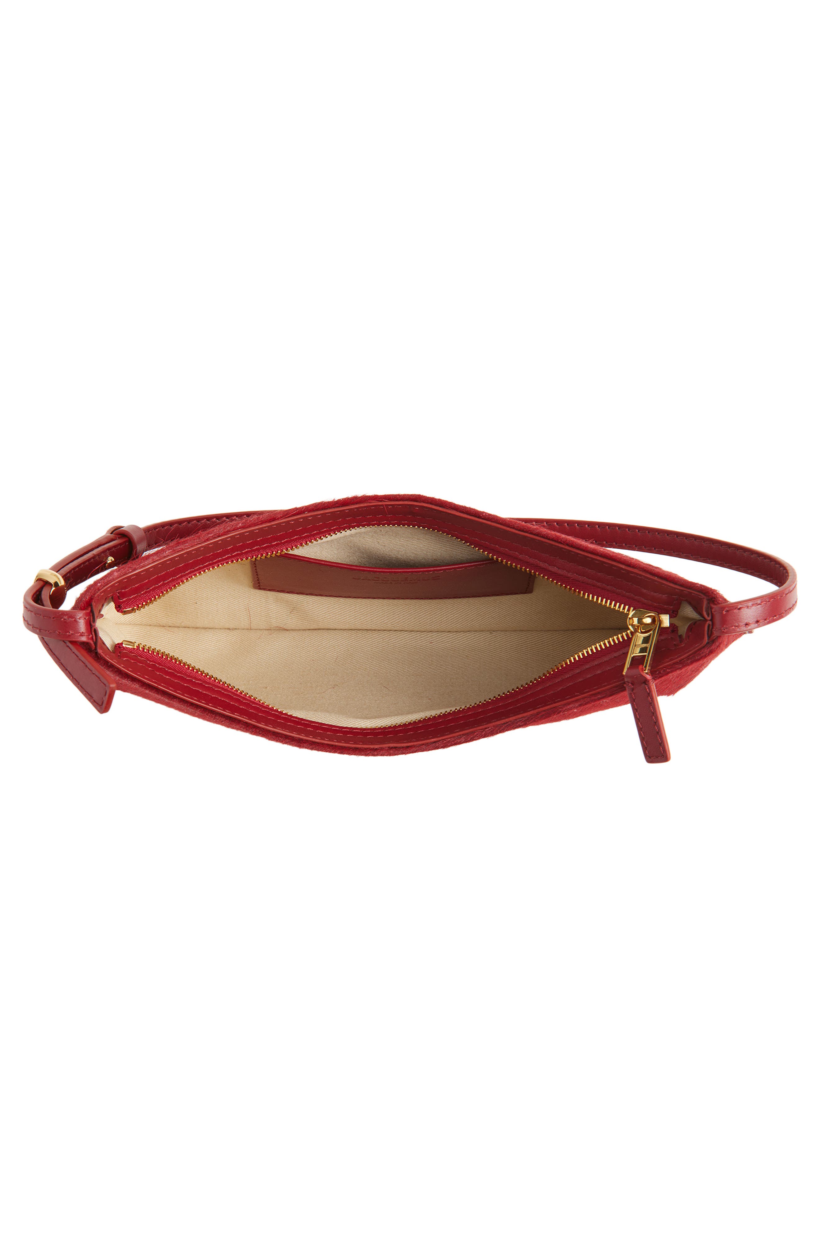 Jacquemus Le Bisou Genuine Calf Hair Shoulder Bag, Alternate, color, Dark Red 480