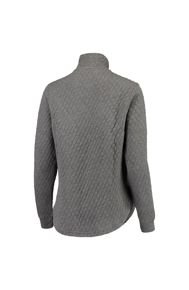 PRESSBOX Women's Pressbox Heathered Gray/Orange Clemson Tigers Magnum Quilted Quarter-Snap Pullover Jacket, Alternate, color, 