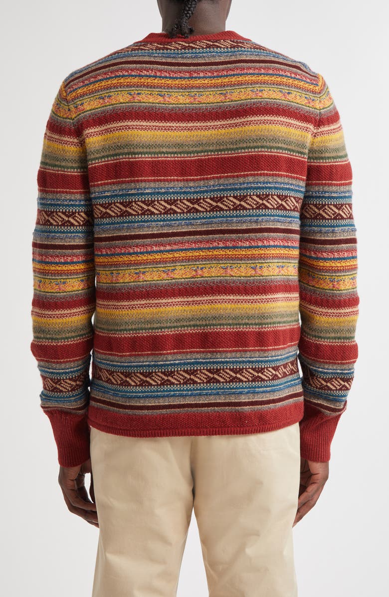 Double RL Stripe Wool Blend Henley Sweater, Alternate, color, Red Blue Multi