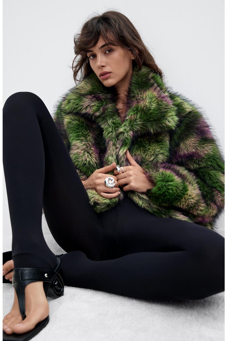Faux Fur Jacket, Alternate, color, GREEN