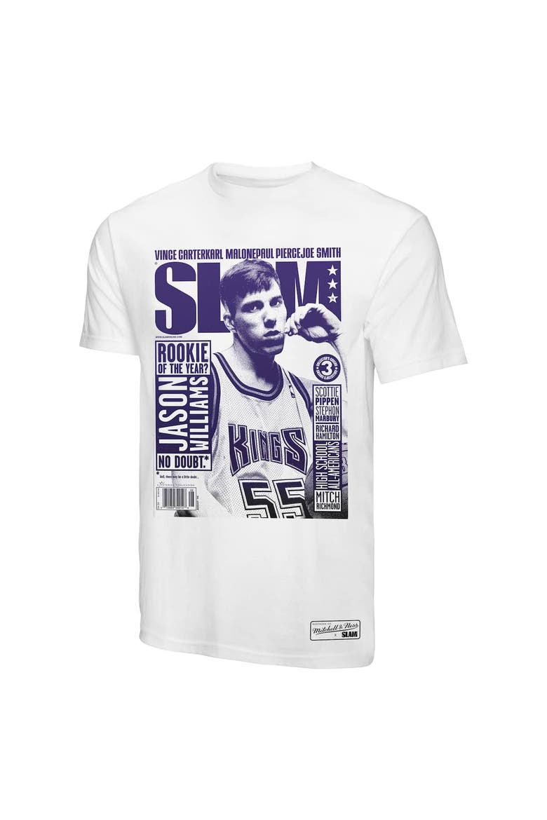 Men's Mitchell & Ness Jason Williams White Sacramento Kings SLAM Gradient T-Shirt, Alternate, color, White