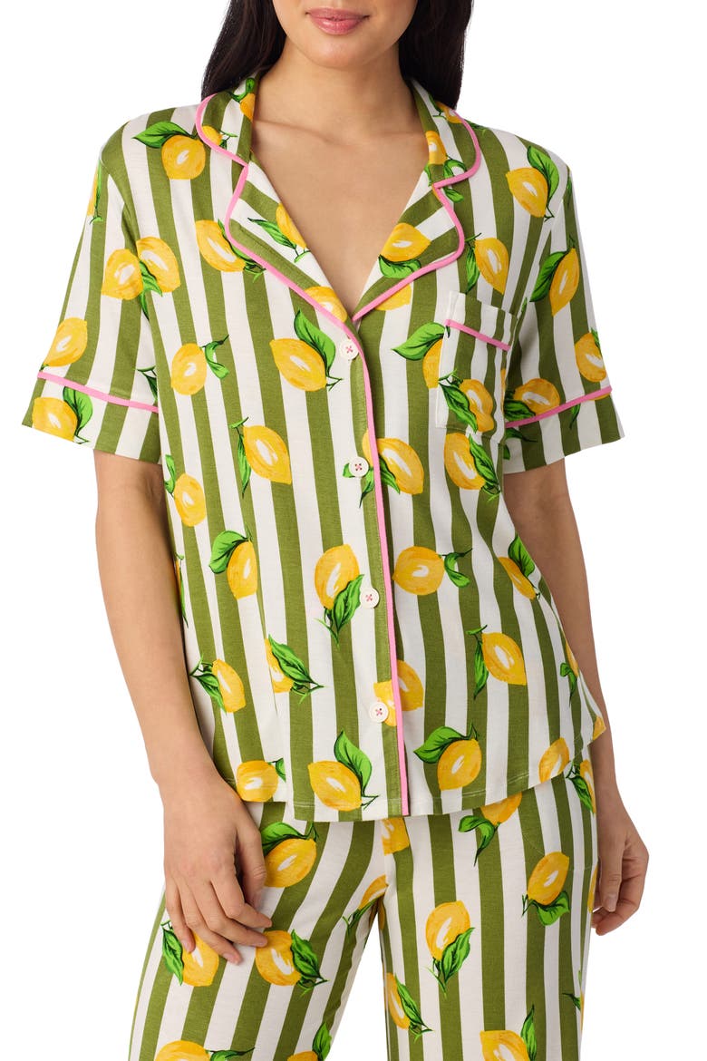 Print Long Pajamas, Alternate, color, GREEN STRIPE