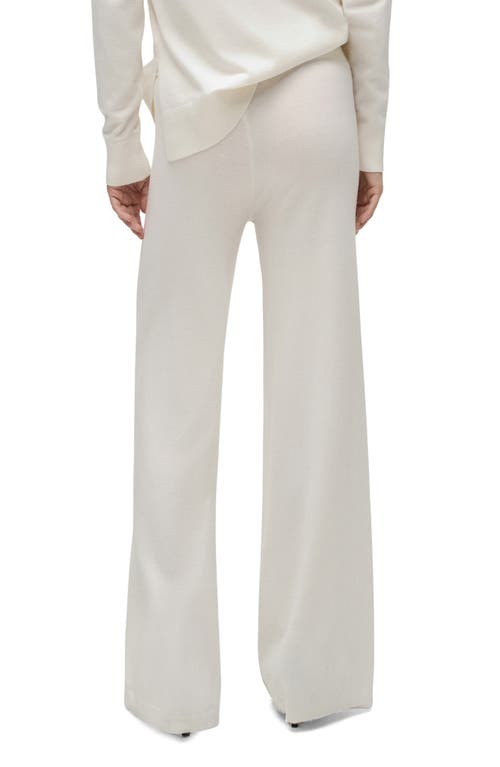 Mango High Waist Wide Leg Pants In Ecru