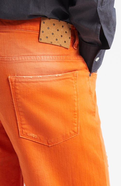 Massimo Alba Oceano Distressed Regular Fit Jeans In Orange